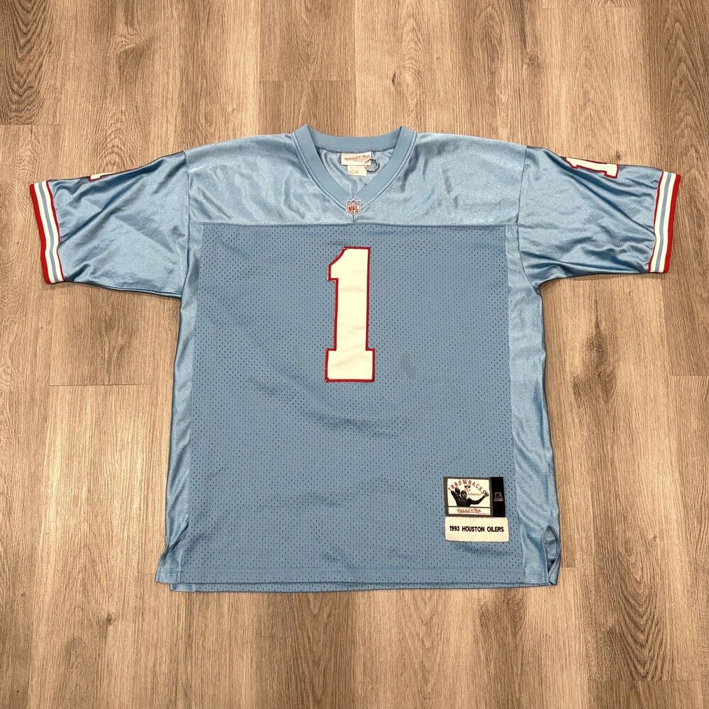 Authentic 1993 Warren Moon #1 Mitchell & Ness Houston Oilers USA Run Jersey 54
